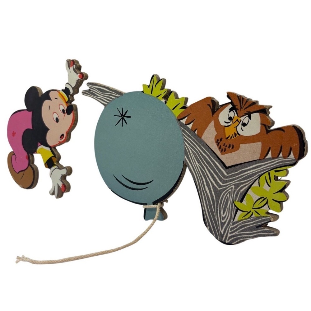 Disney Mickey Mouse and Owl Cardboard Wall Decor Nursery Art Set Vintage - Picture 2 of 7